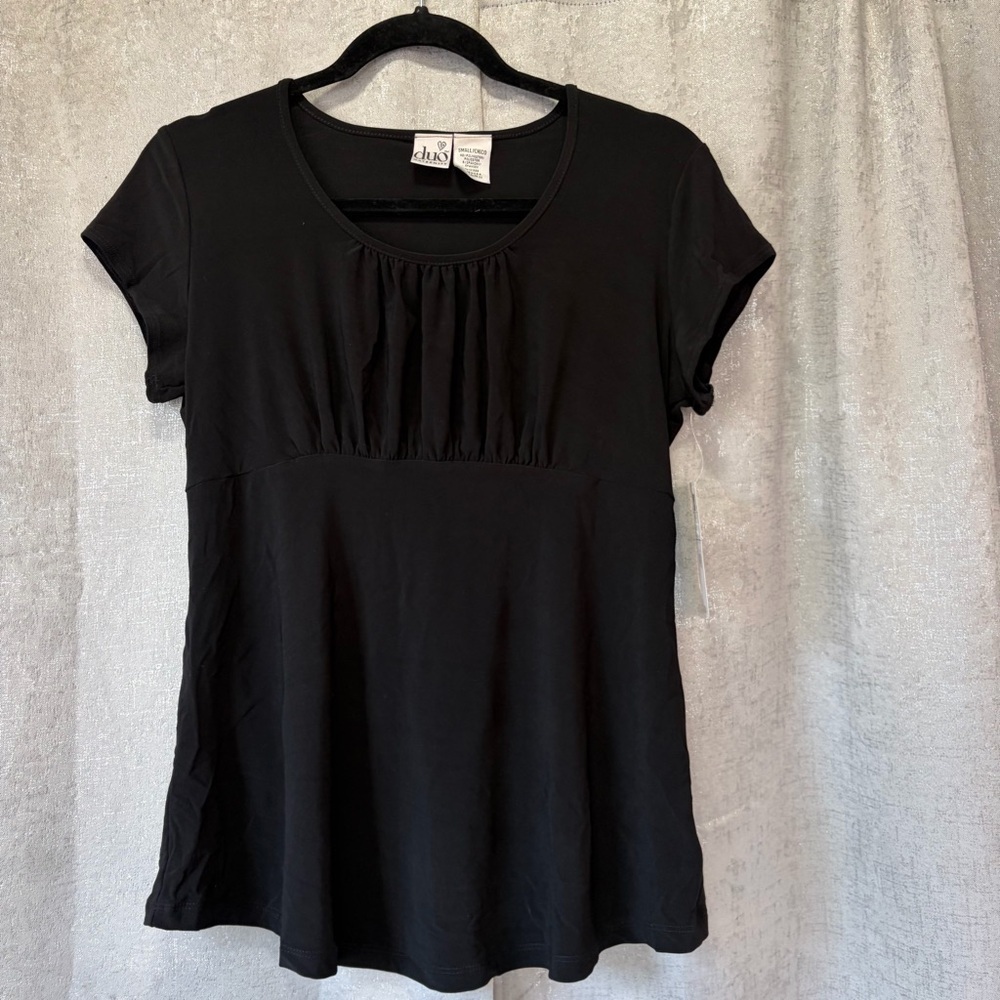 Y2K duo Maternity Black Short Sleeve Scoop Neck Maternity Top NWT deadstock